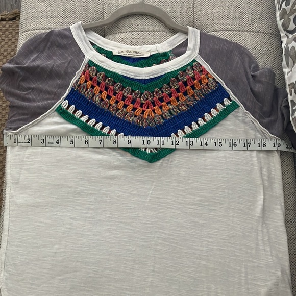 FREE PEOPLE WE THE FREE multicolor macrame t-shirt Size XS/S - Picture 9 of 11